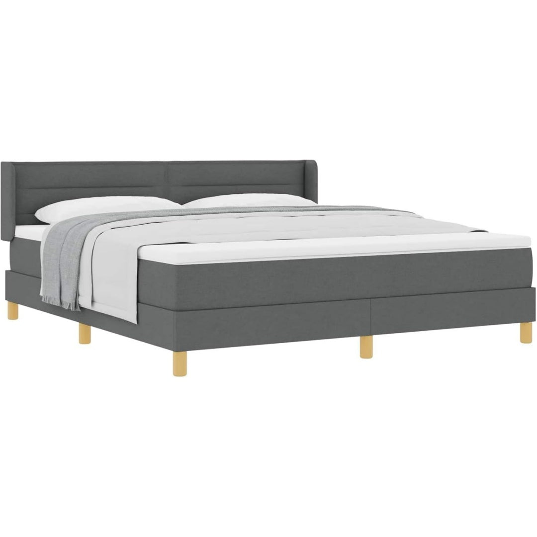 Boxspringbett aus Stoff in Dunkelgrau
