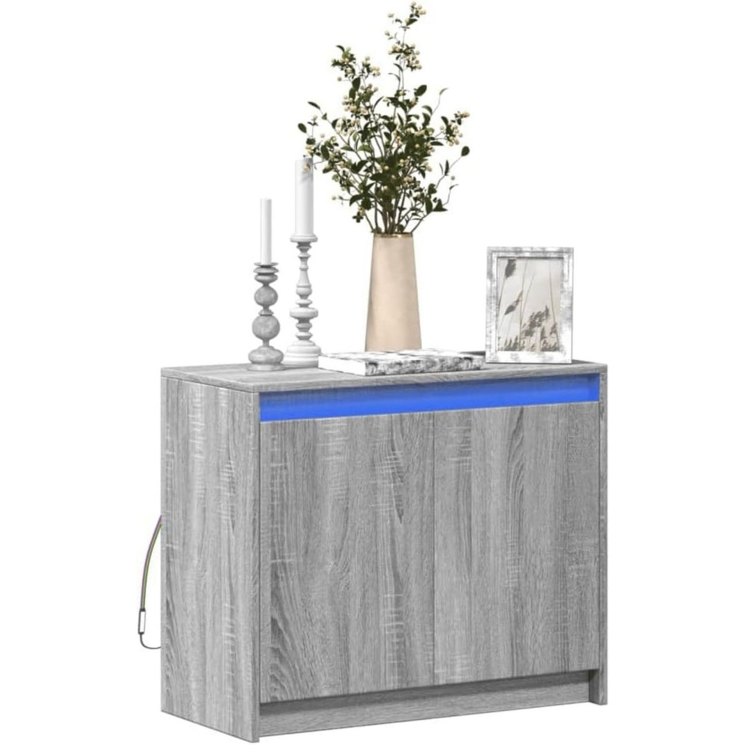 Sideboard mit den Massen 72 x 34 x 61 cm in Eichenbraun und Grau
