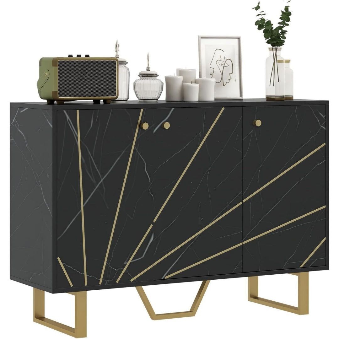 Sideboard verbindet beschichtete Flaechen und verstellbare Ablagen