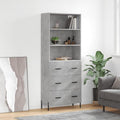 Hochschrank mit den Massen 69.5 x 34 x 180 cm in Betongrau aus Holzwerkstoff