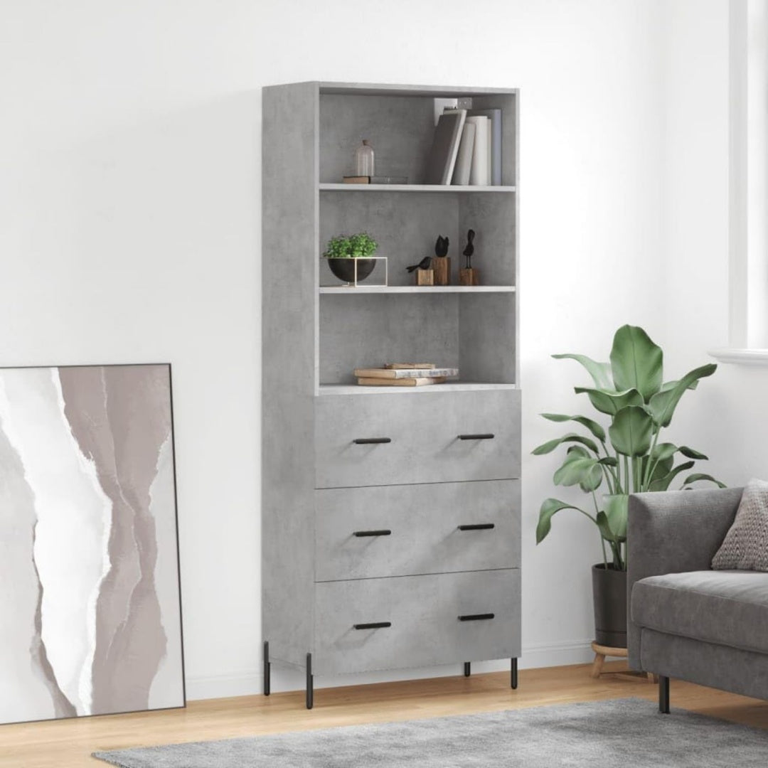 Hochschrank mit den Massen 69.5 x 34 x 180 cm in Betongrau aus Holzwerkstoff
