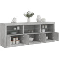 Geschlossener Stauraum an dem Sideboard aus Holzwerkstoff und Glas