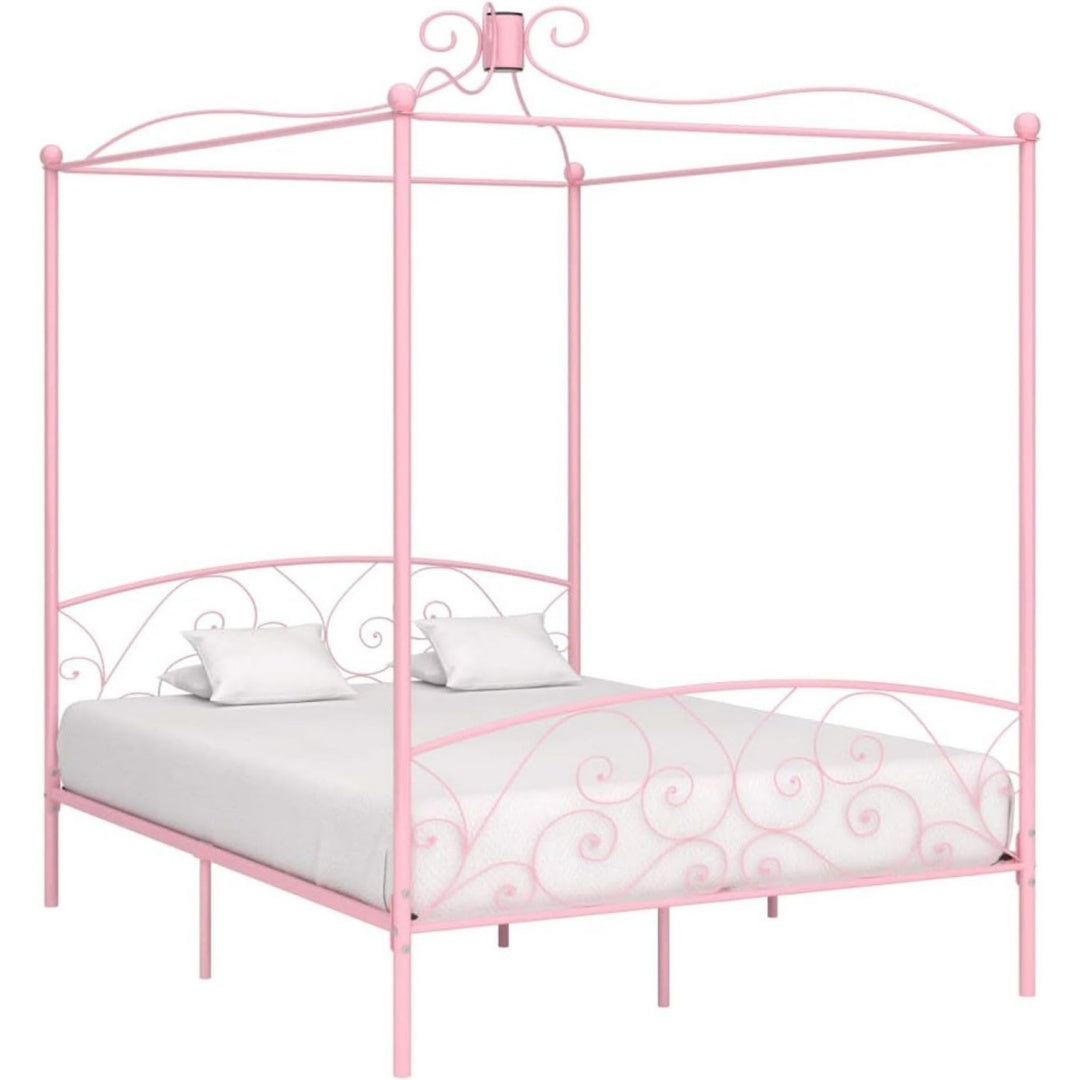 Das Bettgestell misst 180 x 200 cm in Rosa