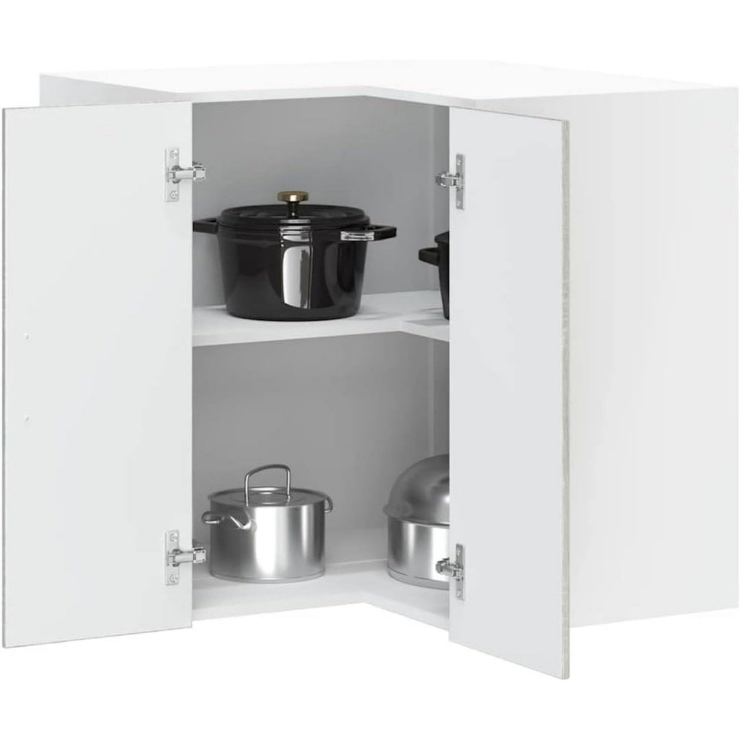 Wandschrank in Eichenbraun und Grau mit geschlossenem Stauraum