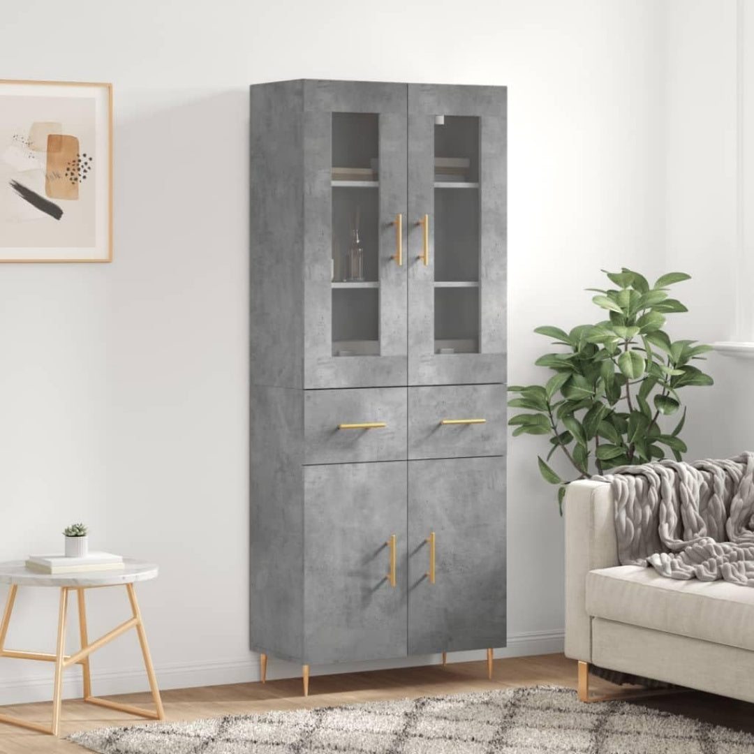 Der Hochschrank misst 69.5 x 34 x 180 cm in Betongrau