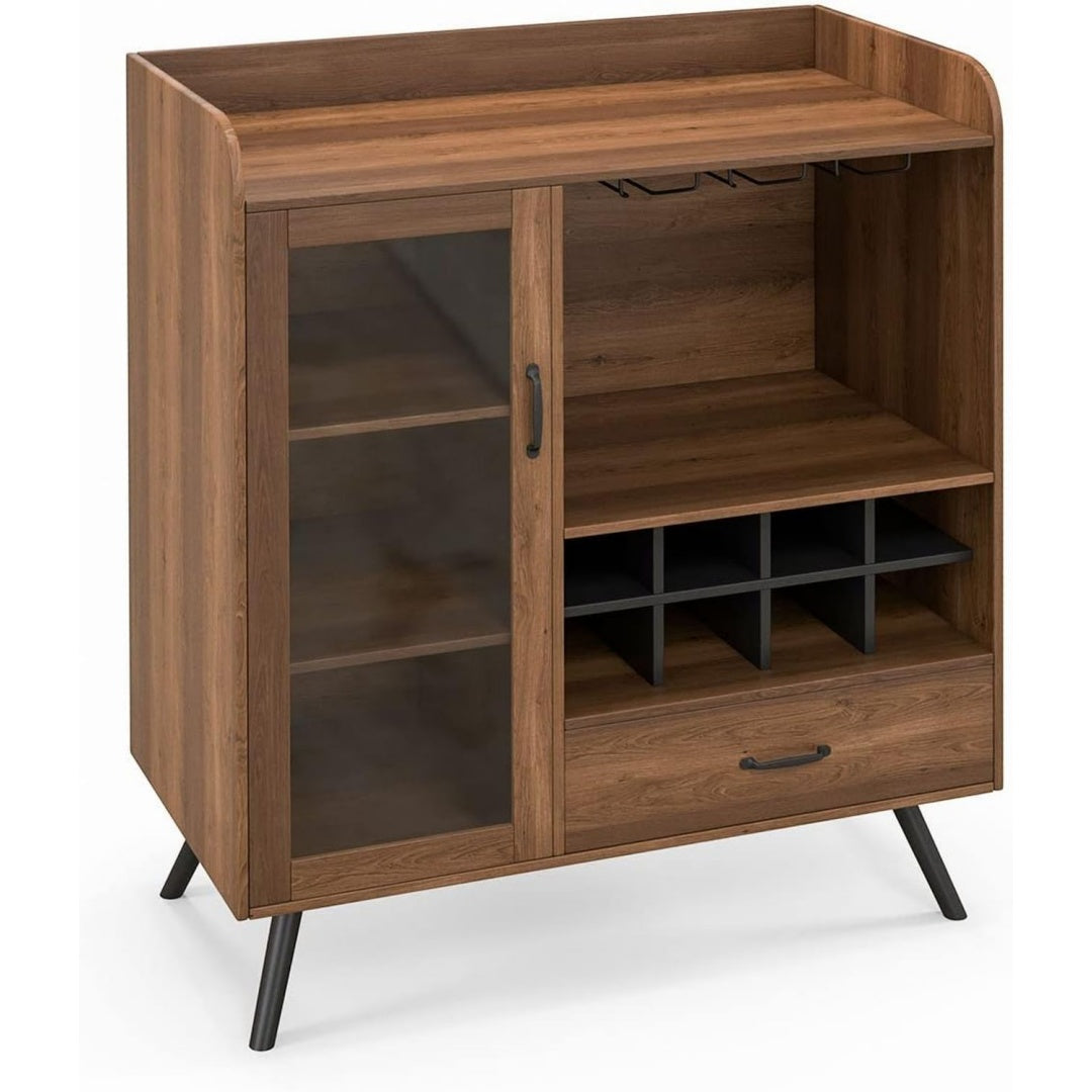 Sideboard aus Holzwerkstoff zeigt Flaschenablagen