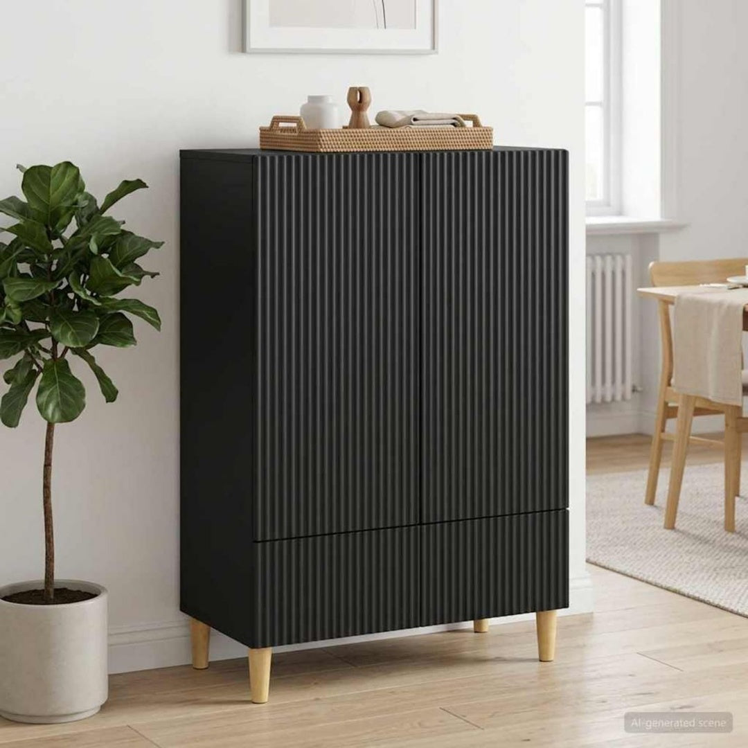 Sideboard in Schwarz mit Schiebetueren